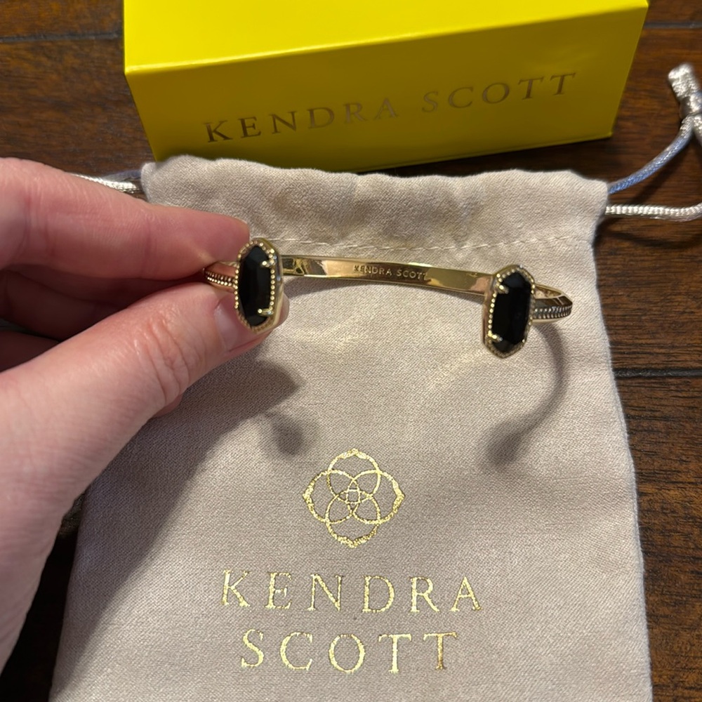 Kendra Scott Gold Cuff Bracelet with Black Stones